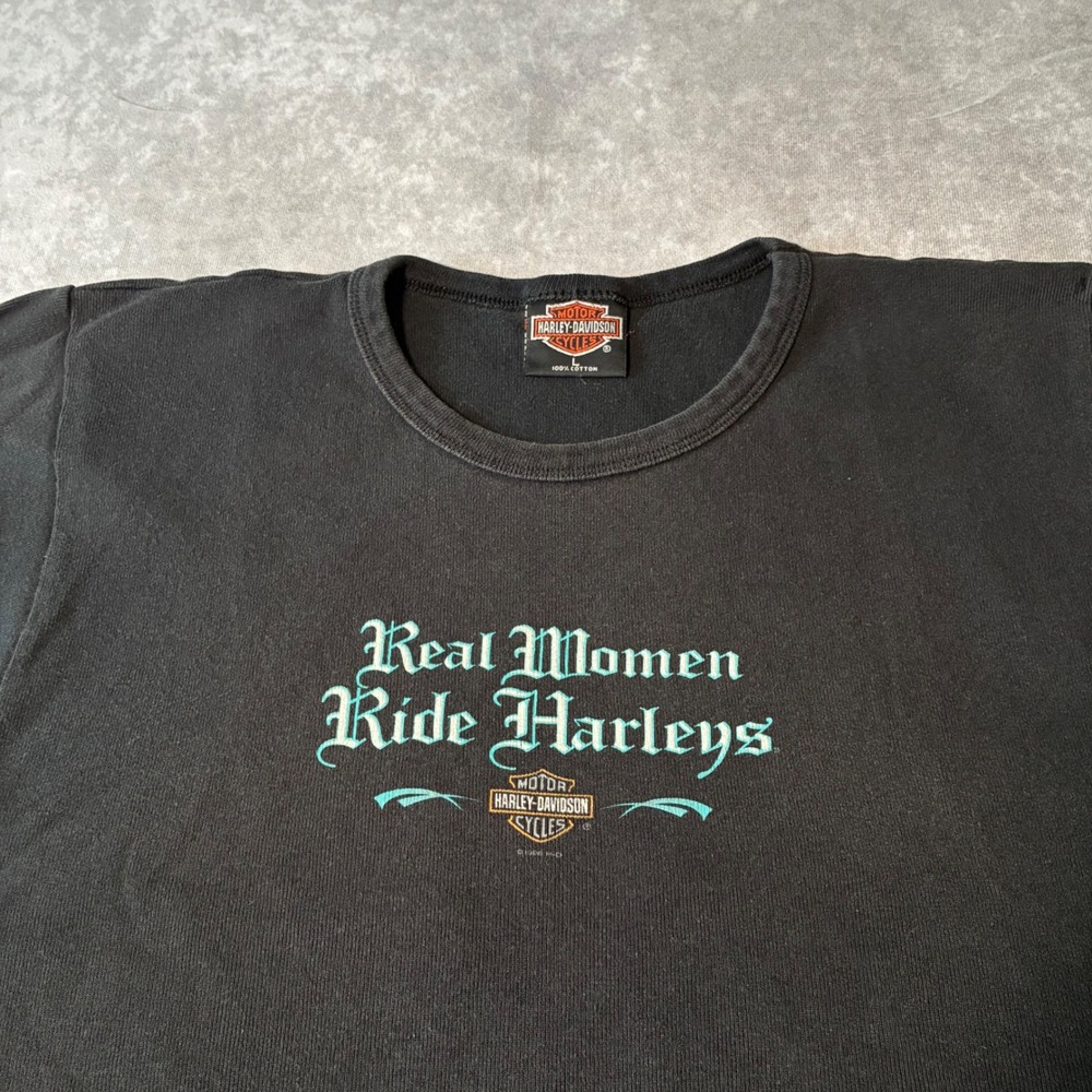 Vintage 90s Harley-Davidson Real Women Ride Harleys T-Shirt Casper Wyoming Large
